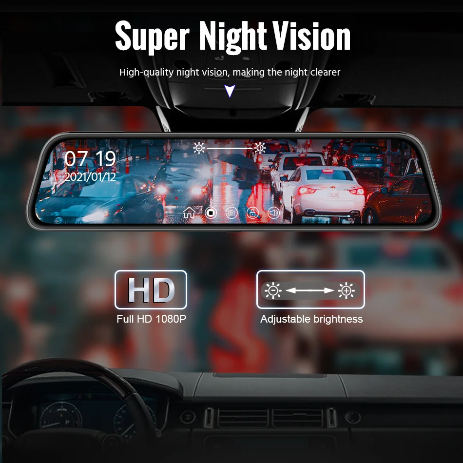 E-ACE 10 Inch Mirror Camera For Car DVR Video Recorder Touch Screen 1080P Front and Rear AHD Lens Dashcam Streaming Black Box E-ACE 10 Inch Mirror Camera For Car DVR Video Recorder Touch Screen 1080P Front and Rear AHD Lens Dashcam Streaming Black Box