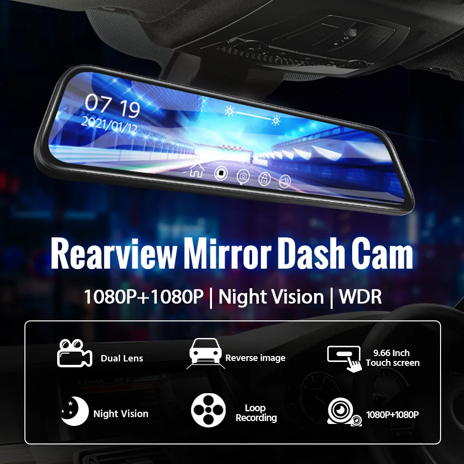 E-ACE 10 Inch Mirror Camera For Car DVR Video Recorder Touch Screen 1080P Front and Rear AHD Lens Dashcam Streaming Black Box E-ACE 10 Inch Mirror Camera For Car DVR Video Recorder Touch Screen 1080P Front and Rear AHD Lens Dashcam Streaming Black Box