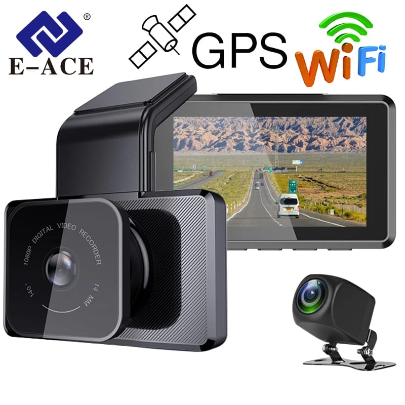 E-ACE Dvr Dash Cam Full HD 1080P 3.0’’ Driving Camera Built In GPS WiFi Rear View Cameras Car Recorders Parking Sensors For Auto E-ACE Dvr Dash Cam Full HD 1080P 3.0’’ Driving Camera Built In GPS WiFi Rear View Cameras Car Recorders Parking Sensors For Auto