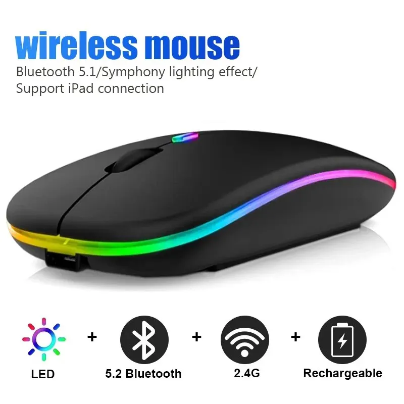 Wireless Mouse RGB Rechargeable Bluetooth Mice Wireless Computer Mause LED Backlit Ergonomic Gaming Mouse for Laptop PC 3600DPI Wireless Mouse RGB Rechargeable Bluetooth Mice Wireless Computer Mause LED Backlit Ergonomic Gaming Mouse for Laptop PC 3600DPI