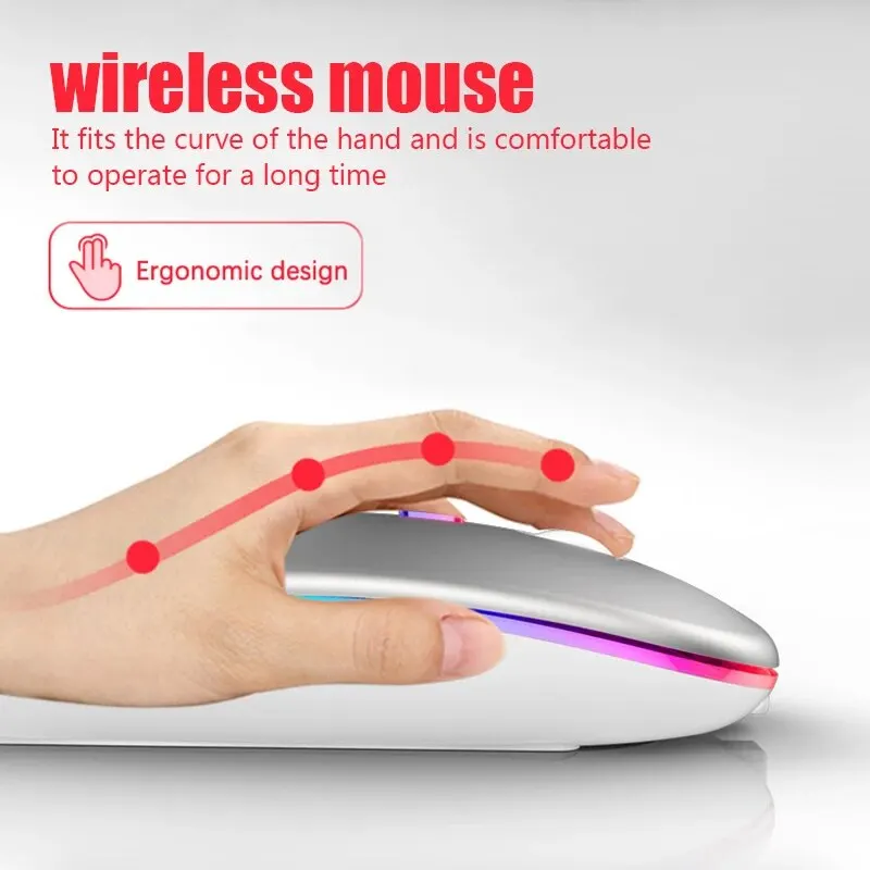 Wireless Mouse RGB Rechargeable Bluetooth Mice Wireless Computer Mause LED Backlit Ergonomic Gaming Mouse for Laptop PC 3600DPI Wireless Mouse RGB Rechargeable Bluetooth Mice Wireless Computer Mause LED Backlit Ergonomic Gaming Mouse for Laptop PC 3600DPI