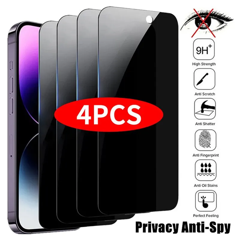 4PCS Privacy Screen Protector For iPhone 14 Pro Max 16 Pro Anti-Spy Glass For iPhone 13 15 12 11 Pro Max 13 Mini Tempered Glass 4PCS Privacy Screen Protector For iPhone 14 Pro Max 16 Pro Anti-Spy Glass For iPhone 13 15 12 11 Pro Max 13 Mini Tempered Glass