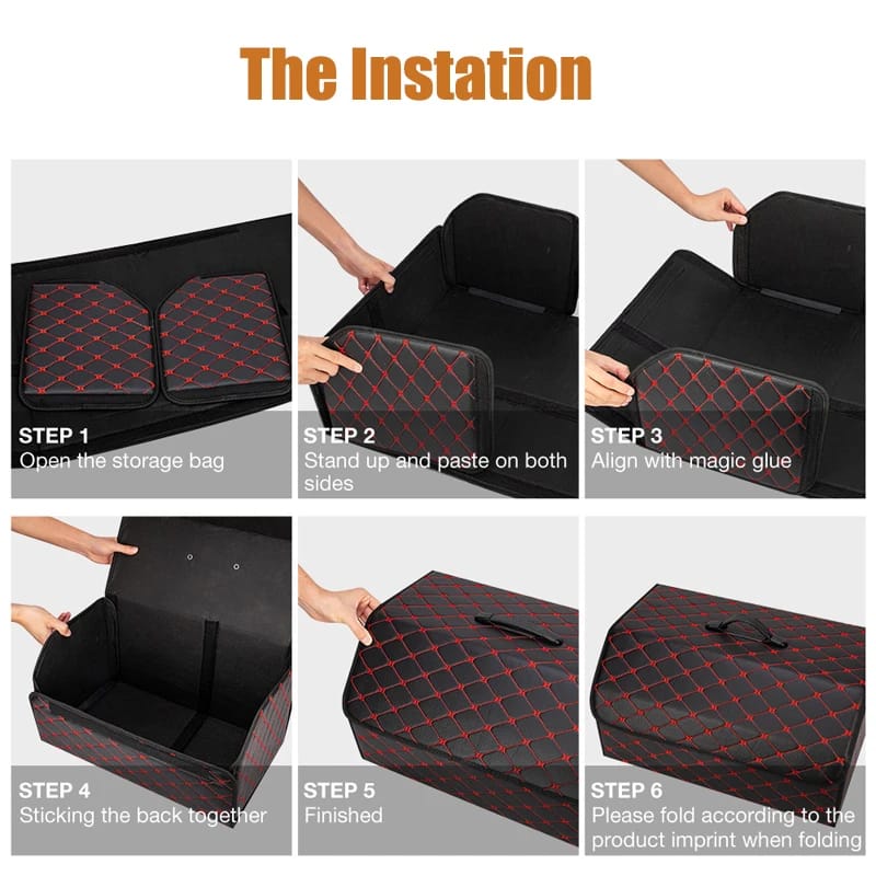 Car Trunk Organizer Box Large Capacity Auto Multiuse Tools Storage Bag Stowing Tidying Leather Folding For Emergency Storage Box Car Trunk Organizer Box Large Capacity Auto Multiuse Tools Storage Bag Stowing Tidying Leather Folding For Emergency Storage Box