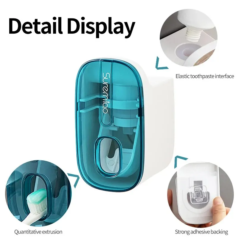 1 PCS Automatic Toothpaste Dispenser Bathroom Accessories Wall Mount Lazy Toothpaste Squeezer Toothbrush Holder 1 PCS Automatic Toothpaste Dispenser Bathroom Accessories Wall Mount Lazy Toothpaste Squeezer Toothbrush Holder