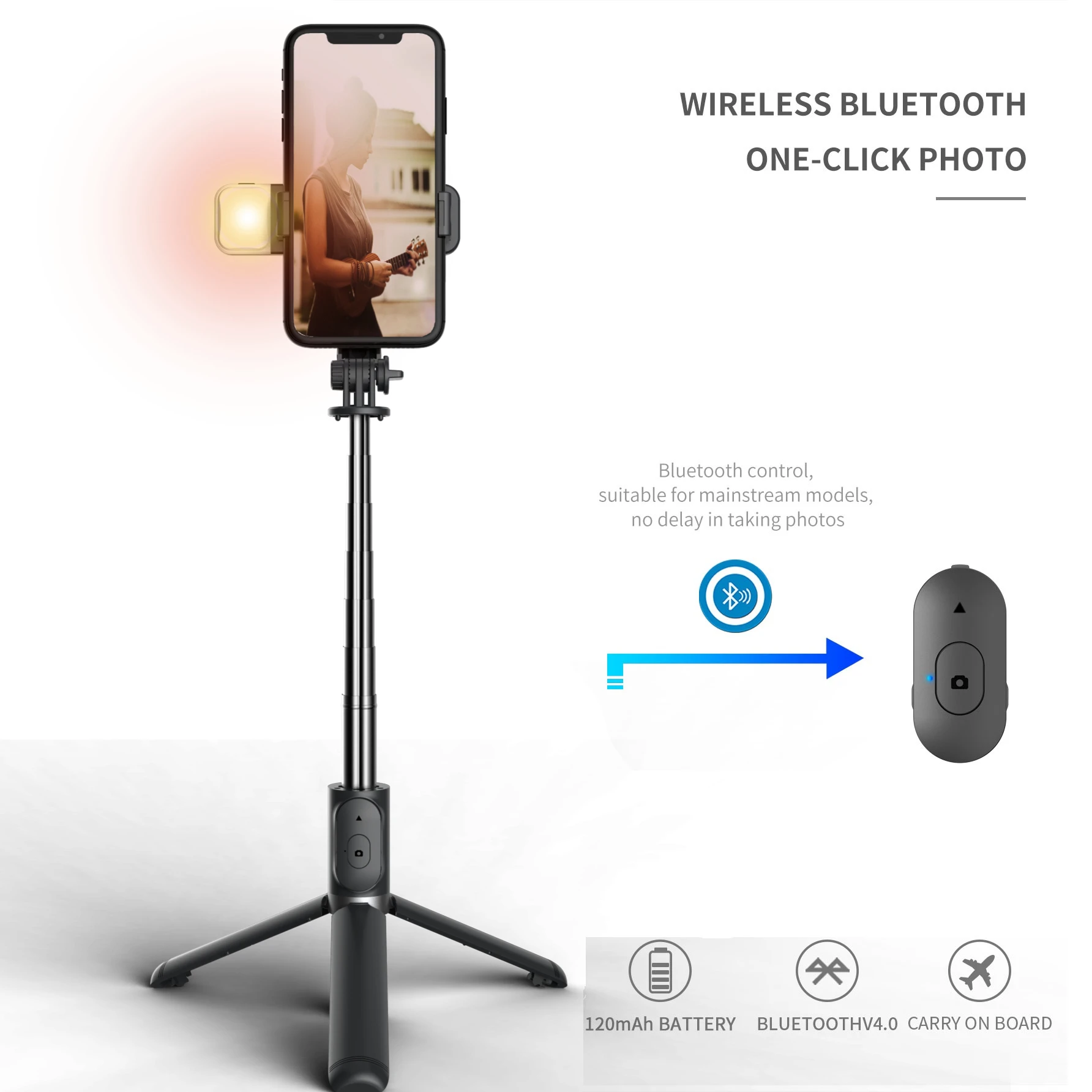 FANGTUOSI 2024 New Wireless selfie stick tripod Bluetooth Foldable Monopod With Led light remote shutter For iphone Wholesale FANGTUOSI 2024 New Wireless selfie stick tripod Bluetooth Foldable Monopod With Led light remote shutter For iphone Wholesale