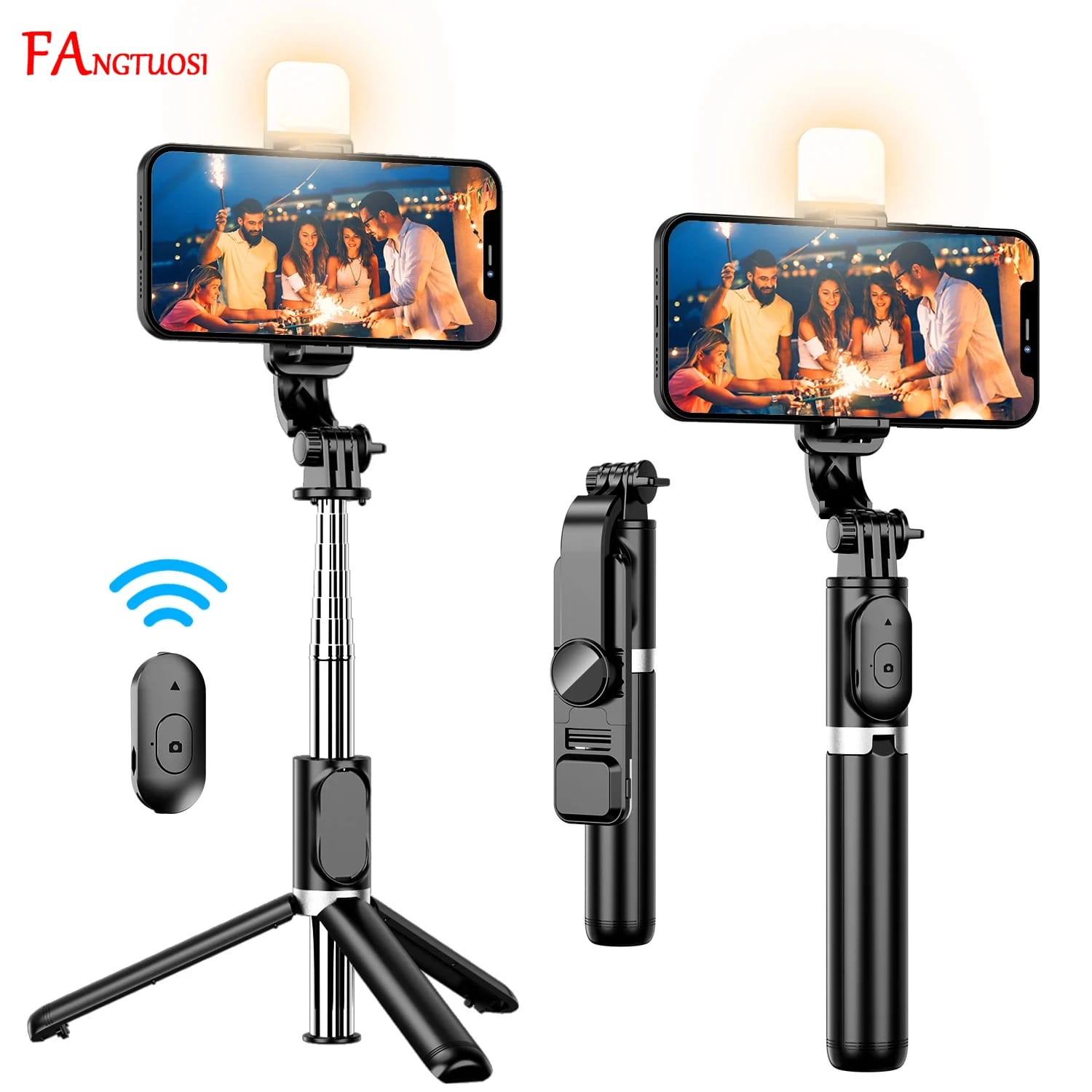 FANGTUOSI 2024 New Wireless selfie stick tripod Bluetooth Foldable Monopod With Led light remote shutter For iphone Wholesale FANGTUOSI 2024 New Wireless selfie stick tripod Bluetooth Foldable Monopod With Led light remote shutter For iphone Wholesale
