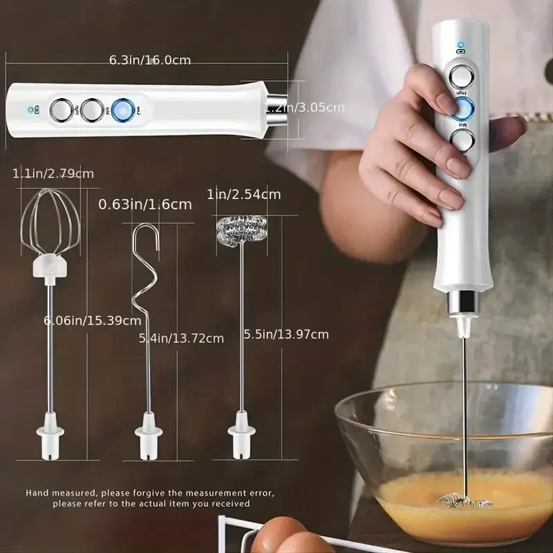 Wireless Rechargeable Electric Milk Frother – 3 Speeds, Handheld Foam Maker for Latte, Cappuccino, Hot Chocolate – USB Rechargea Wireless Rechargeable Electric Milk Frother - 3 Speeds, Handheld Foam Maker for Latte, Cappuccino, Hot Chocolate - USB Rechargea