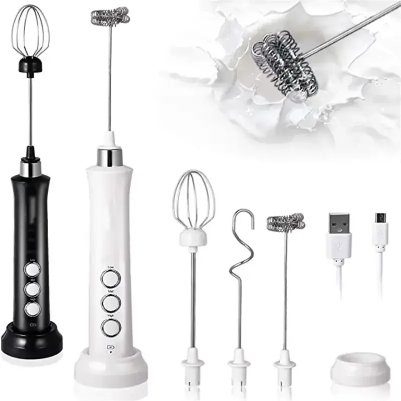 Wireless Rechargeable Electric Milk Frother – 3 Speeds, Handheld Foam Maker for Latte, Cappuccino, Hot Chocolate – USB Rechargea Wireless Rechargeable Electric Milk Frother - 3 Speeds, Handheld Foam Maker for Latte, Cappuccino, Hot Chocolate - USB Rechargea