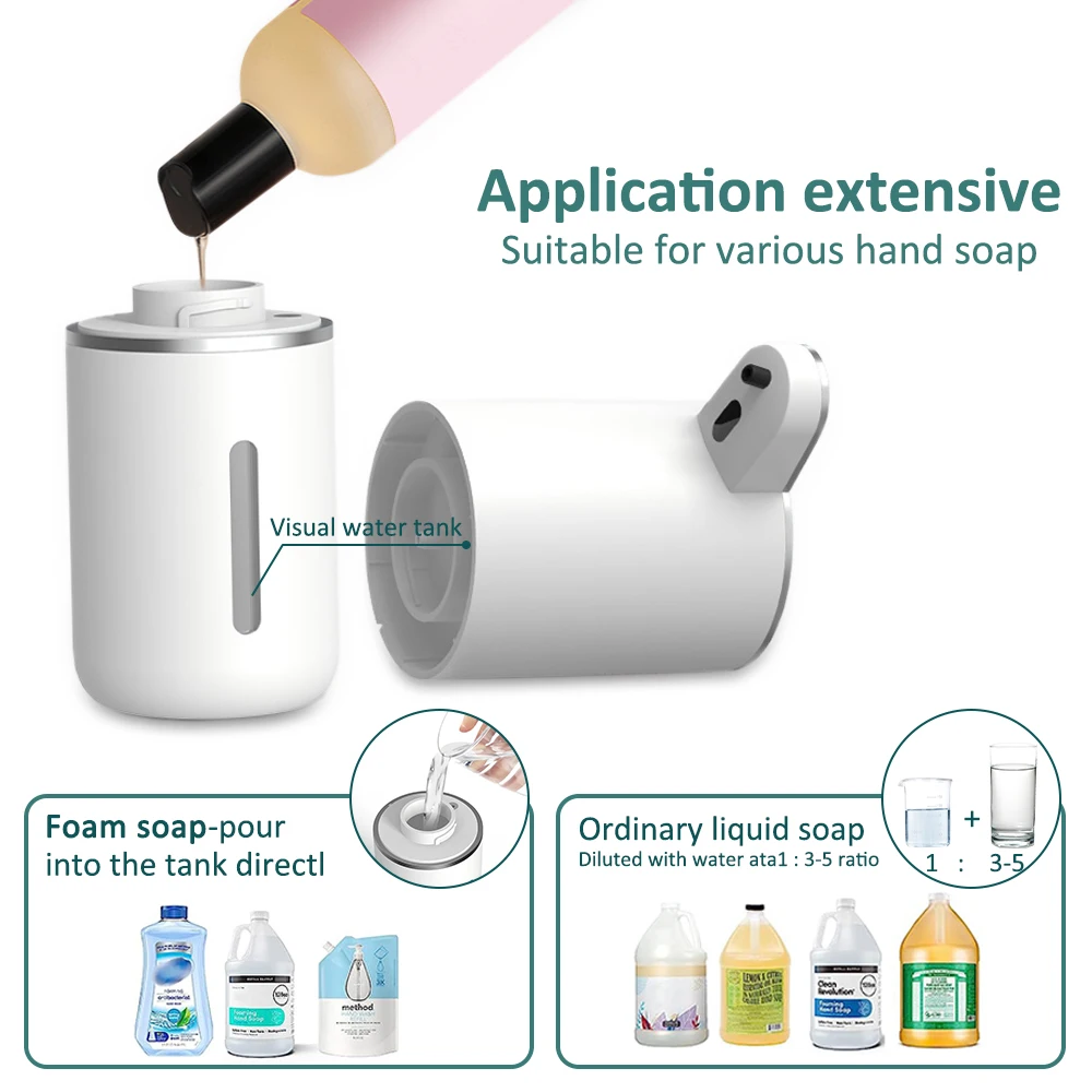 Foam Soap Dispenser Touchless Automatic Soap Dispenser 380ml Infrared Sensor Smart Liqiud Soap Dispenser for Bathroom Foam Soap Dispenser Touchless Automatic Soap Dispenser 380ml Infrared Sensor Smart Liqiud Soap Dispenser for Bathroom