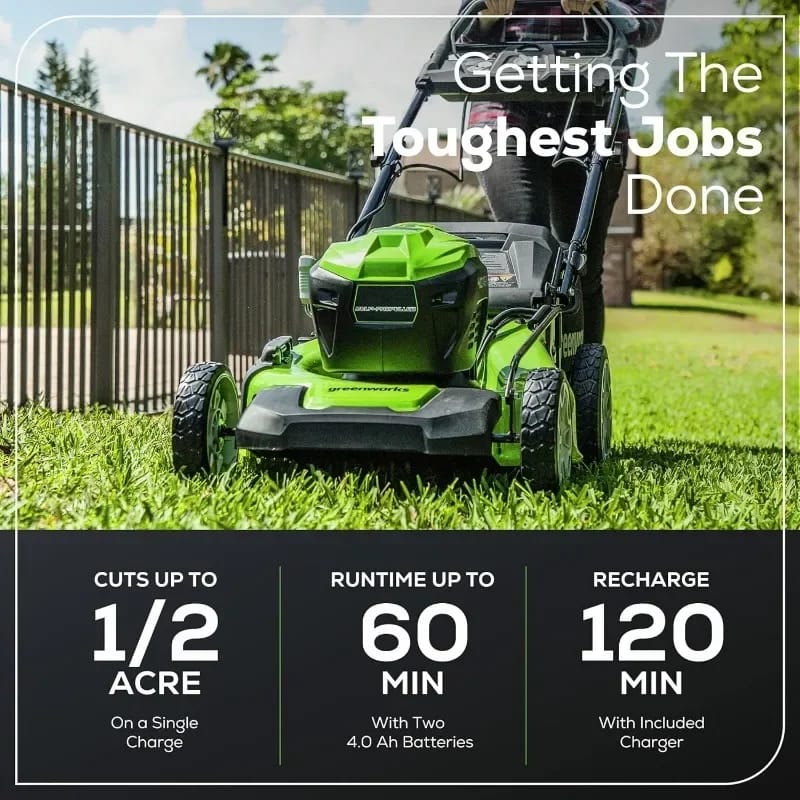 Greenworks 40V 21″ Brushless Cordless (Smart Pace / Self-Propelled) Lawn Mower (75+ Compatible Tools) Greenworks 40V 21
