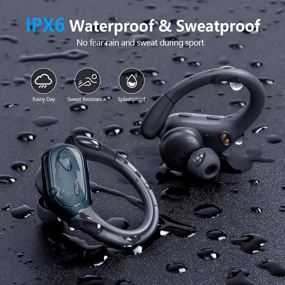 Bluetooth 5.3 Earphones True Wireless Headphones with Mic Button Control Noise Reduction Earhooks Waterproof Headset for Sports Bluetooth 5.3 Earphones True Wireless Headphones with Mic Button Control Noise Reduction Earhooks Waterproof Headset for Sports