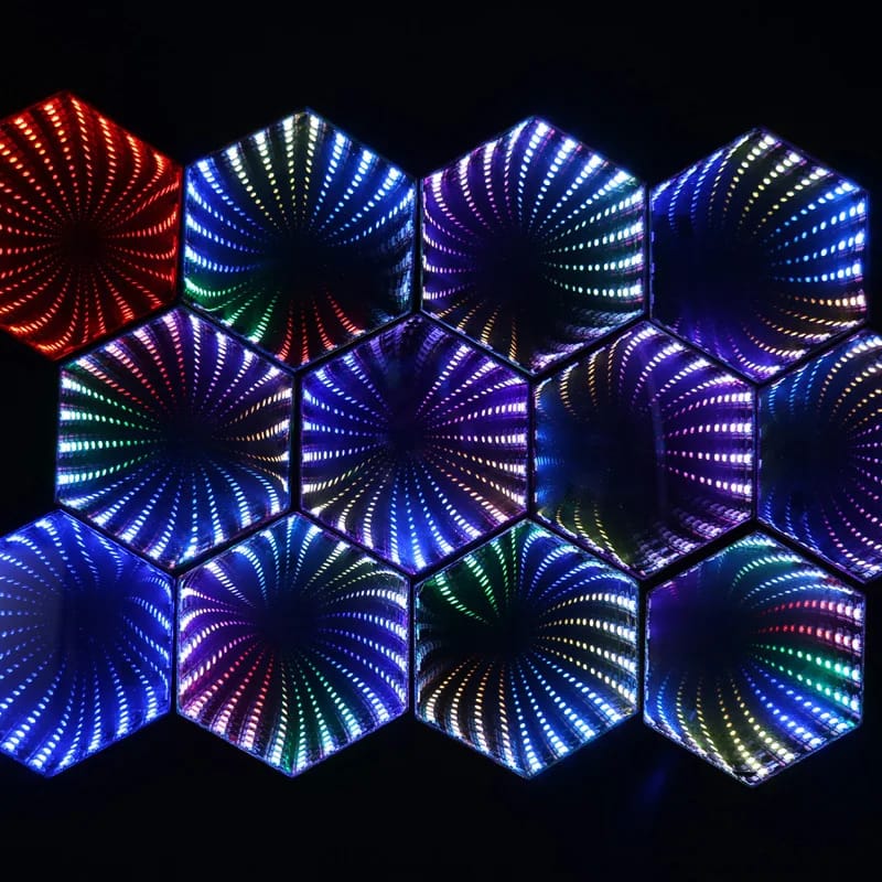 RGB 3D Hexagonal Mirror Tunnel Light LED Desktop Ambient Lamp Compute Game Music Rhythm Sync Pickup Lights Room Decoration RGB 3D Hexagonal Mirror Tunnel Light LED Desktop Ambient Lamp Compute Game Music Rhythm Sync Pickup Lights Room Decoration
