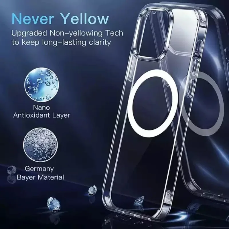 Clear Phone Case For iPhone 11 12 13 14 15 Pro Max For Magsafe Magnetic Wireless Charging Magsafe Case 7 8 XR XsMax Cover Case Clear Phone Case For iPhone 11 12 13 14 15 Pro Max For Magsafe Magnetic Wireless Charging Magsafe Case 7 8 XR XsMax Cover Case