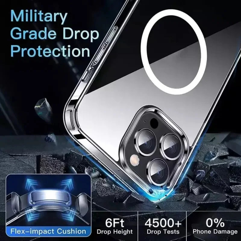 Clear Phone Case For iPhone 11 12 13 14 15 Pro Max For Magsafe Magnetic Wireless Charging Magsafe Case 7 8 XR XsMax Cover Case Clear Phone Case For iPhone 11 12 13 14 15 Pro Max For Magsafe Magnetic Wireless Charging Magsafe Case 7 8 XR XsMax Cover Case