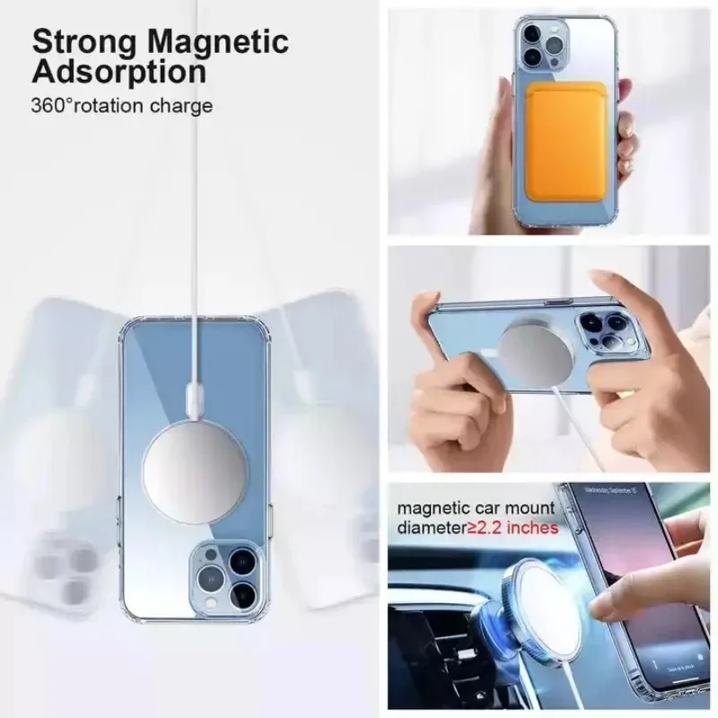 Clear Phone Case For iPhone 11 12 13 14 15 Pro Max For Magsafe Magnetic Wireless Charging Magsafe Case 7 8 XR XsMax Cover Case Clear Phone Case For iPhone 11 12 13 14 15 Pro Max For Magsafe Magnetic Wireless Charging Magsafe Case 7 8 XR XsMax Cover Case