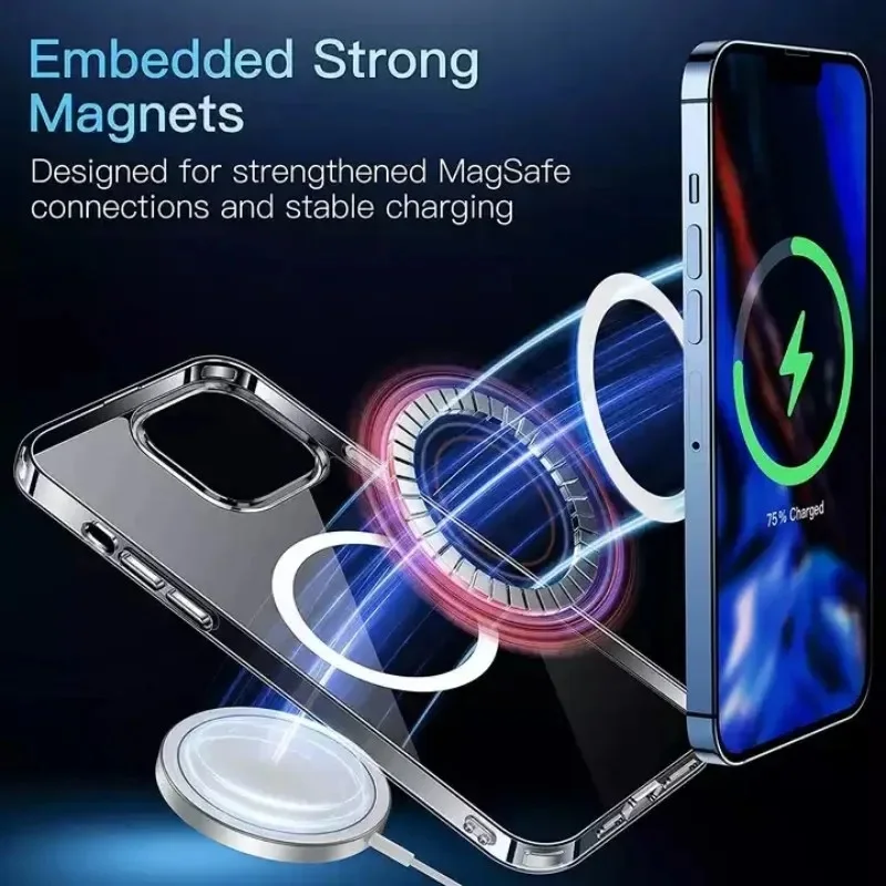 Clear Phone Case For iPhone 11 12 13 14 15 Pro Max For Magsafe Magnetic Wireless Charging Magsafe Case 7 8 XR XsMax Cover Case Clear Phone Case For iPhone 11 12 13 14 15 Pro Max For Magsafe Magnetic Wireless Charging Magsafe Case 7 8 XR XsMax Cover Case