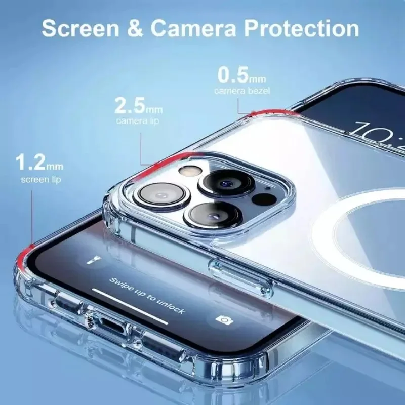 Clear Phone Case For iPhone 11 12 13 14 15 Pro Max For Magsafe Magnetic Wireless Charging Magsafe Case 7 8 XR XsMax Cover Case Clear Phone Case For iPhone 11 12 13 14 15 Pro Max For Magsafe Magnetic Wireless Charging Magsafe Case 7 8 XR XsMax Cover Case