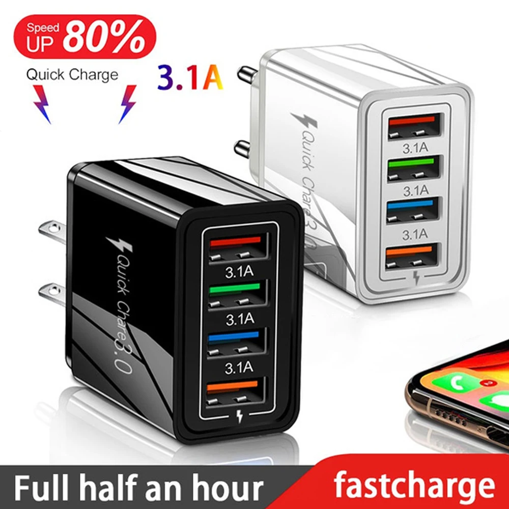 EU/US Plug USB Charger Quick Charge 3.0 For Phone Adapter for iPhone 15 Pro Max Tablet Portable Wall Mobile Charger Fast Charger EU/US Plug USB Charger Quick Charge 3.0 For Phone Adapter for iPhone 15 Pro Max Tablet Portable Wall Mobile Charger Fast Charger