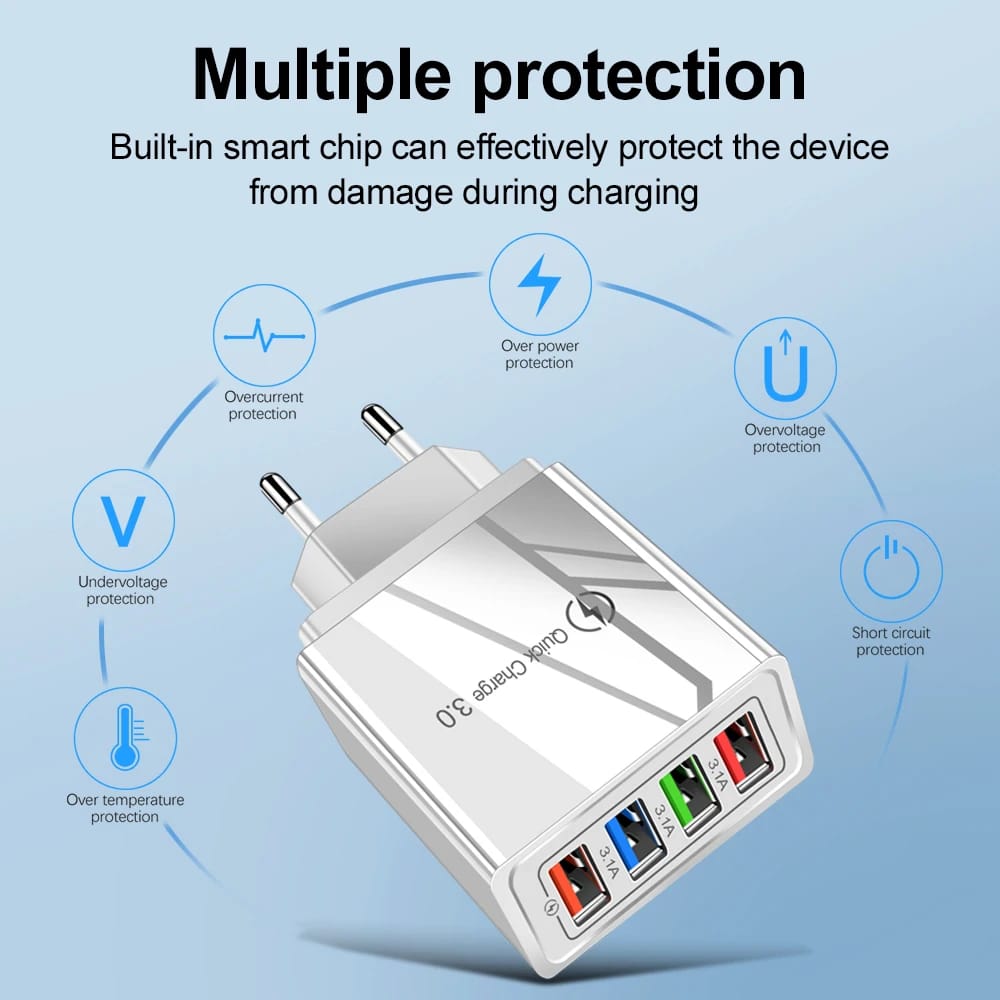 EU/US Plug USB Charger Quick Charge 3.0 For Phone Adapter for iPhone 15 Pro Max Tablet Portable Wall Mobile Charger Fast Charger EU/US Plug USB Charger Quick Charge 3.0 For Phone Adapter for iPhone 15 Pro Max Tablet Portable Wall Mobile Charger Fast Charger