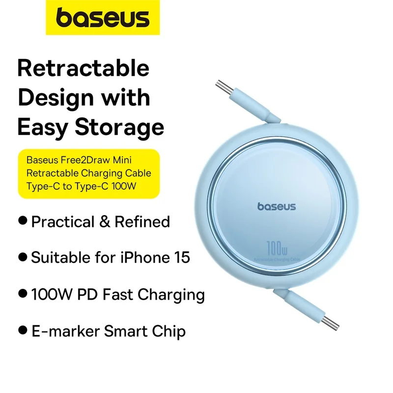 Baseus 2/5PCS Retractable USB C to USB C PD Cable for iPhone 16 15 Pro Max PD Fast Charging Data Cord Type C Charger Cable Wire Baseus 2/5PCS Retractable USB C to USB C PD Cable for iPhone 16 15 Pro Max PD Fast Charging Data Cord Type C Charger Cable Wire