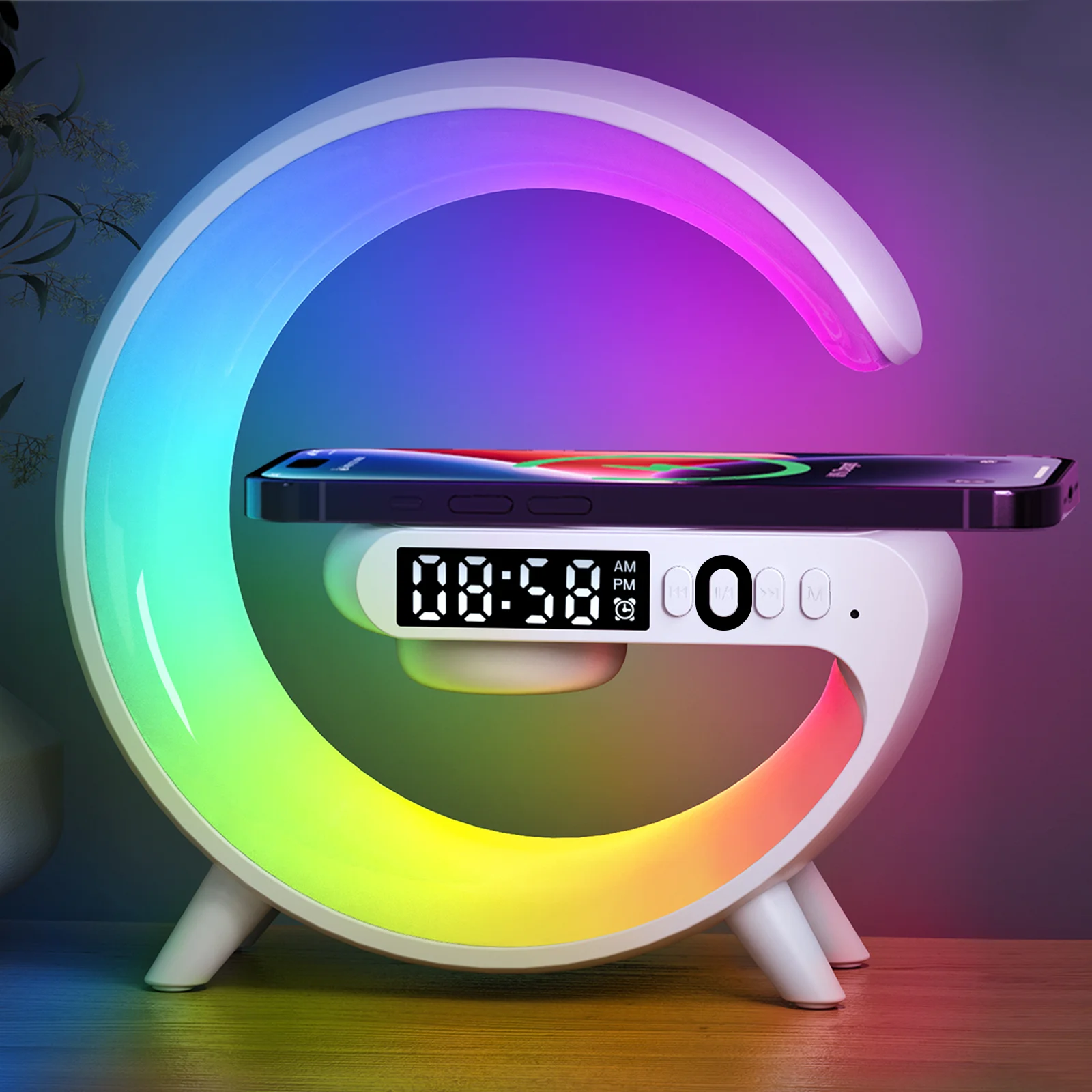 Multifunction Wireless Charger Pad Stand Speaker TF RGB Night Light 15W Fast Charging Station for iPhone Samsung Xiaomi Huawei Multifunction Wireless Charger Pad Stand Speaker TF RGB Night Light 15W Fast Charging Station for iPhone Samsung Xiaomi Huawei