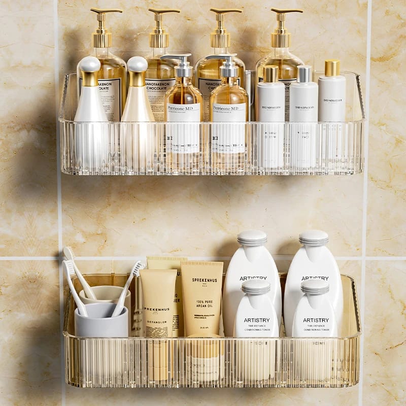 Wall Mounted Cosmetics Storage Rack No Hole Required Plastic Corner Wall Shelf Organizer Bathroom Accessories Wall Mounted Cosmetics Storage Rack No Hole Required Plastic Corner Wall Shelf Organizer Bathroom Accessories
