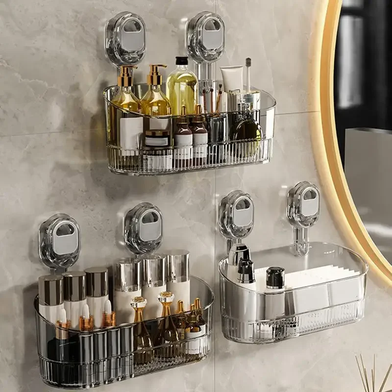 Shower Rack Suction Cup Transparent Bathroom Organiser Multi-functional Suction Cup Wall Mounted Shelf No Hole Drainage Shelf Shower Rack Suction Cup Transparent Bathroom Organiser Multi-functional Suction Cup Wall Mounted Shelf No Hole Drainage Shelf