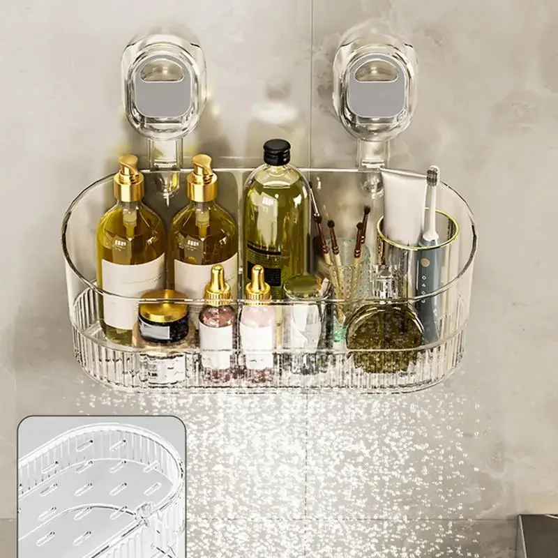 Shower Rack Suction Cup Transparent Bathroom Organiser Multi-functional Suction Cup Wall Mounted Shelf No Hole Drainage Shelf Shower Rack Suction Cup Transparent Bathroom Organiser Multi-functional Suction Cup Wall Mounted Shelf No Hole Drainage Shelf