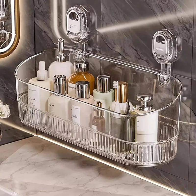 No-Drill Bathroom Suction Storage Box Large Capacity & Strong Load-Bearing Multi-Functional Suction Cup Wall-Mounted Shelf Rack No-Drill Bathroom Suction Storage Box Large Capacity & Strong Load-Bearing Multi-Functional Suction Cup Wall-Mounted Shelf Rack