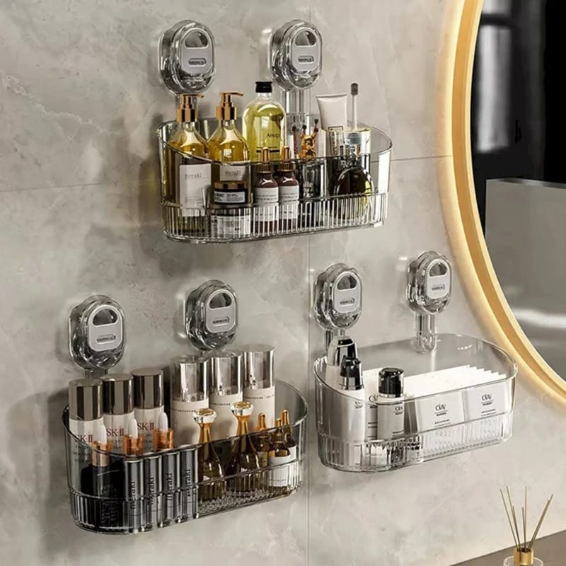 No-Drill Bathroom Suction Storage Box Large Capacity & Strong Load-Bearing Multi-Functional Suction Cup Wall-Mounted Shelf Rack No-Drill Bathroom Suction Storage Box Large Capacity & Strong Load-Bearing Multi-Functional Suction Cup Wall-Mounted Shelf Rack