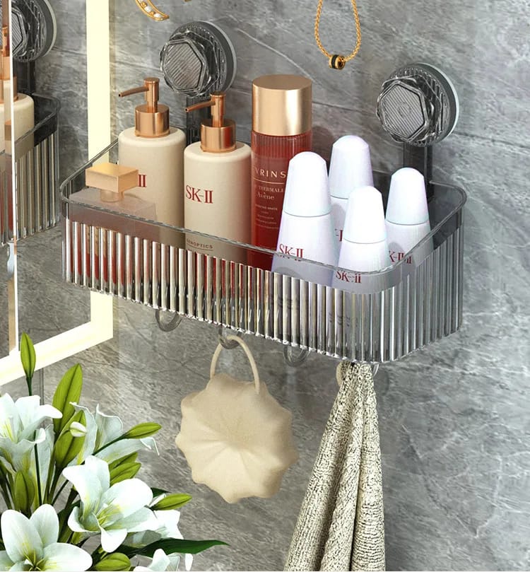 Bathroom Transparent Rack Shelf No Hole Required Multi-function Storage Organization Shelve Toiletries Suction Cup Storage Rack Bathroom Transparent Rack Shelf No Hole Required Multi-function Storage Organization Shelve Toiletries Suction Cup Storage Rack