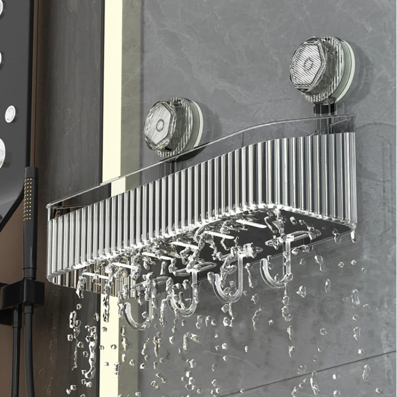 Bathroom Transparent Rack Shelf No Hole Required Multi-function Storage Organization Shelve Toiletries Suction Cup Storage Rack Bathroom Transparent Rack Shelf No Hole Required Multi-function Storage Organization Shelve Toiletries Suction Cup Storage Rack