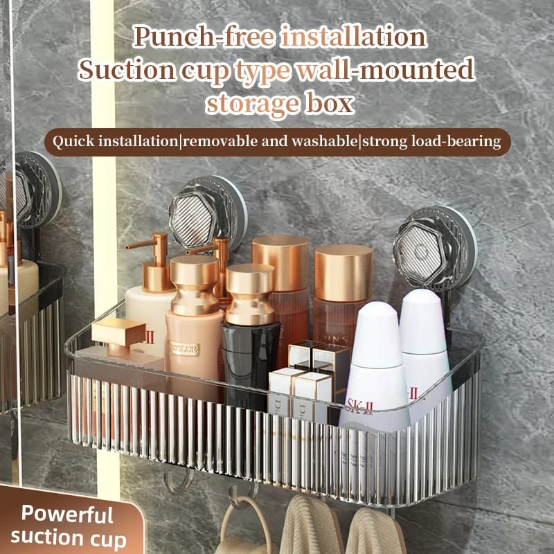 Bathroom Transparent Rack Shelf No Hole Required Multi-function Storage Organization Shelve Toiletries Suction Cup Storage Rack Bathroom Transparent Rack Shelf No Hole Required Multi-function Storage Organization Shelve Toiletries Suction Cup Storage Rack