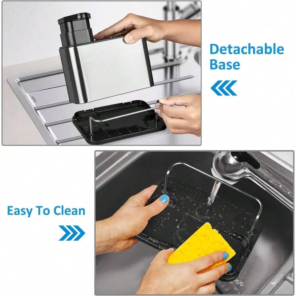 3-in-1 Kitchen Stainless Steel Tableware Soap Dispenser, Sponge Holder, Sink Organizer Drain Rack, Suitable for Kitchen Sinks 3-in-1 Kitchen Stainless Steel Tableware Soap Dispenser, Sponge Holder, Sink Organizer Drain Rack, Suitable for Kitchen Sinks