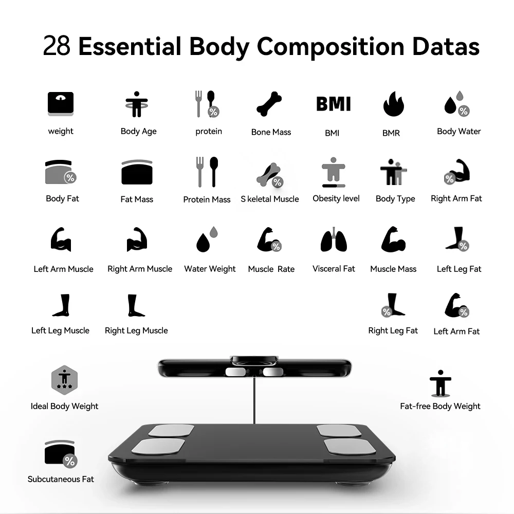 2024 Professional Smart Body Fat Scale with 8 Electrodes Body Composition Analyzer Bioimpedance Scales Weight Loss Fitness Scale 2024 Professional Smart Body Fat Scale with 8 Electrodes Body Composition Analyzer Bioimpedance Scales Weight Loss Fitness Scale
