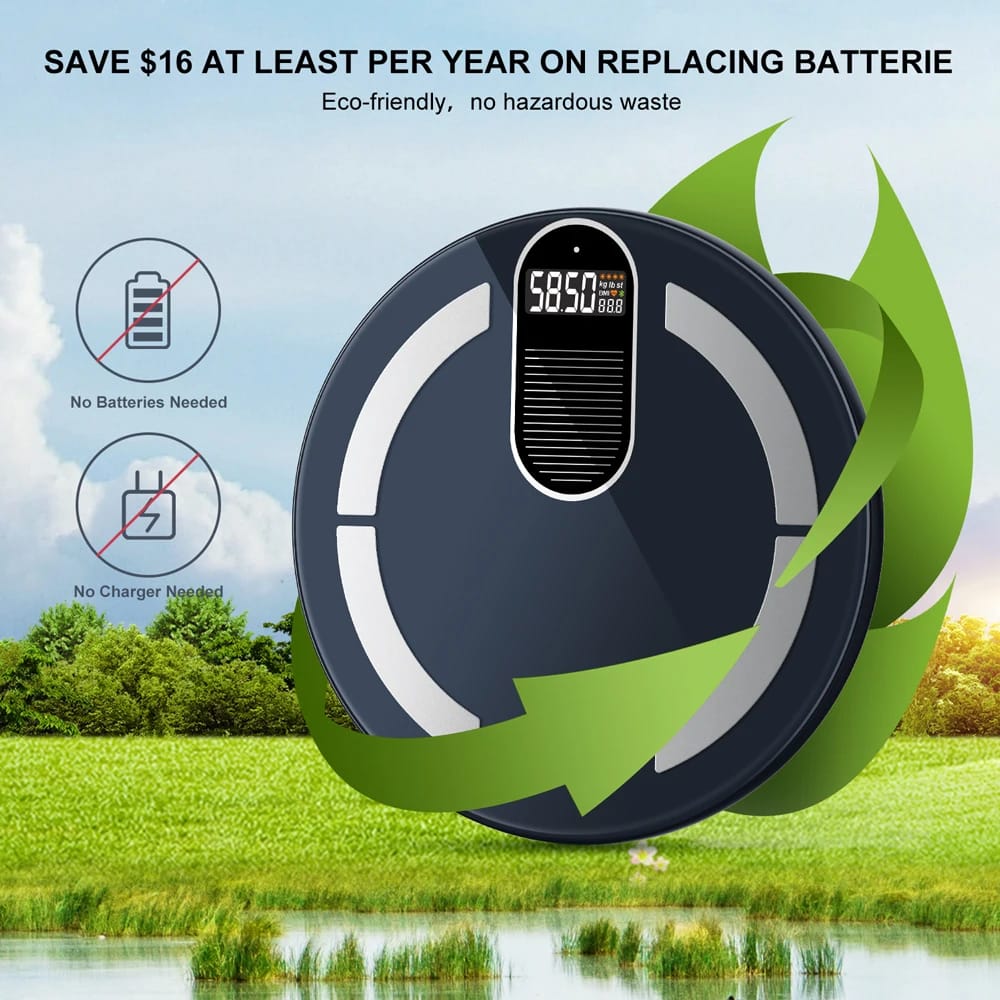 INSMART Body Digital Weight Scale Solar & Light Energy Charging Smart Scale Balance Bioimpedance Body Fat Bathroom Scales BMI INSMART Body Digital Weight Scale Solar & Light Energy Charging Smart Scale Balance Bioimpedance Body Fat Bathroom Scales BMI