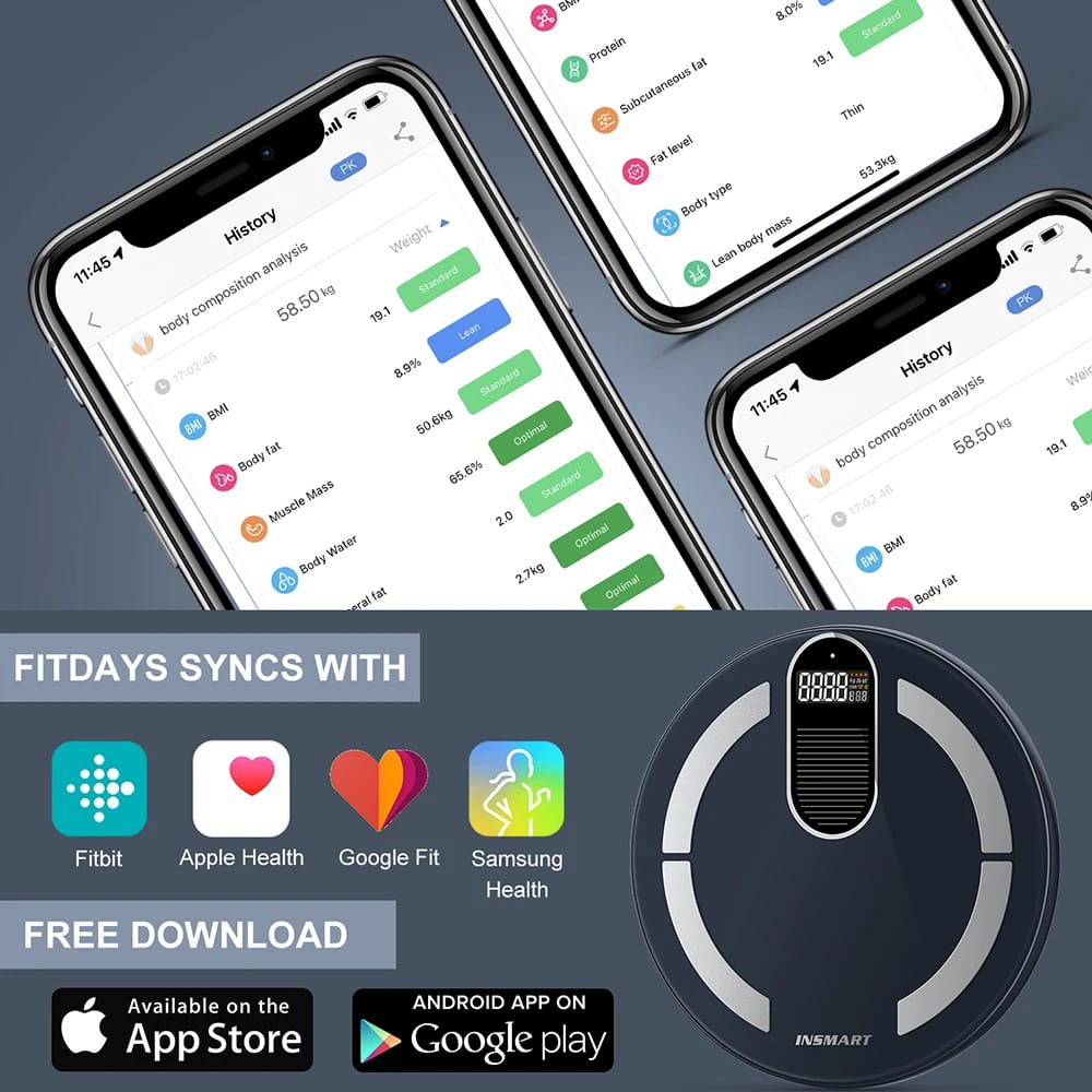 INSMART Body Digital Weight Scale Solar & Light Energy Charging Smart Scale Balance Bioimpedance Body Fat Bathroom Scales BMI INSMART Body Digital Weight Scale Solar & Light Energy Charging Smart Scale Balance Bioimpedance Body Fat Bathroom Scales BMI