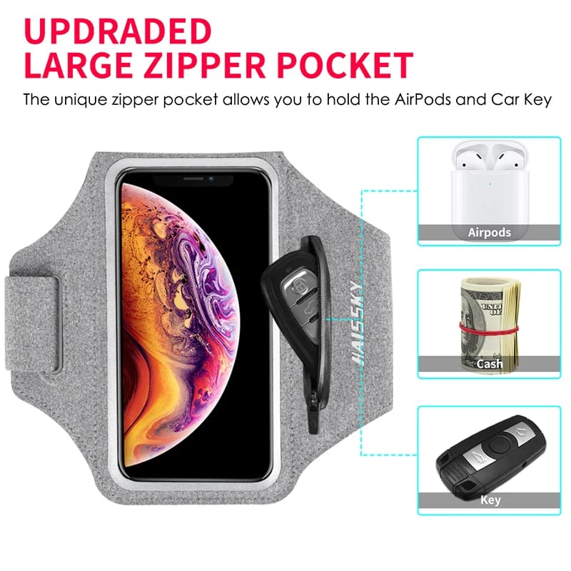 Running Sports Armbands Zipper Bag For AirPods Pro iPhone 16 15 14 13 12 11 Pro Max Samsung S24 Ultra Phone Case Holder ArmBand Running Sports Armbands Zipper Bag For AirPods Pro iPhone 16 15 14 13 12 11 Pro Max Samsung S24 Ultra Phone Case Holder ArmBand