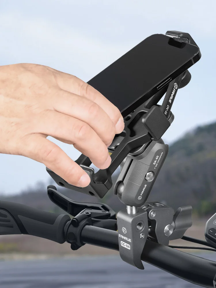 FANAUE Motorcycle Phone holder 360° Rotating Adjustable Aluminum Alloy Handlebar Cell Clip for ATV/ UTV Bike Bicycle Motorbike FANAUE Motorcycle Phone holder 360° Rotating Adjustable Aluminum Alloy Handlebar Cell Clip for ATV/ UTV Bike Bicycle Motorbike