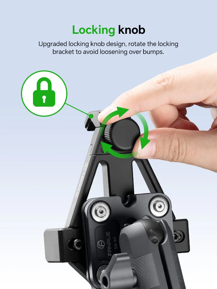 FANAUE Motorcycle Phone holder 360° Rotating Adjustable Aluminum Alloy Handlebar Cell Clip for ATV/ UTV Bike Bicycle Motorbike FANAUE Motorcycle Phone holder 360° Rotating Adjustable Aluminum Alloy Handlebar Cell Clip for ATV/ UTV Bike Bicycle Motorbike