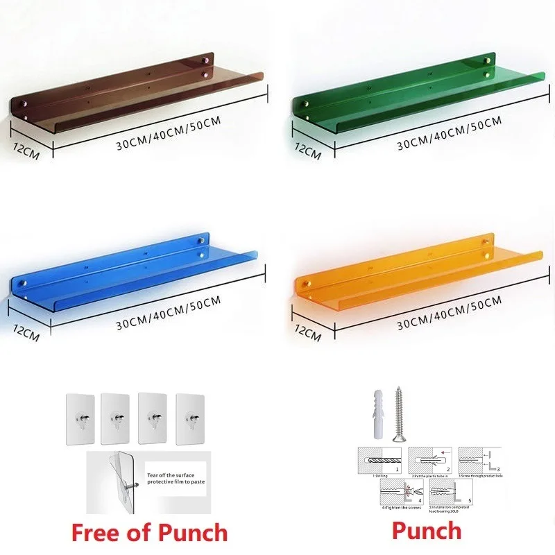 Colorful Acrylic Floating Shelf Wall Hanging Board Bathroom Shower Shelves Toilet Kitchen Living Room Invisible Storage Rack Colorful Acrylic Floating Shelf Wall Hanging Board Bathroom Shower Shelves Toilet Kitchen Living Room Invisible Storage Rack