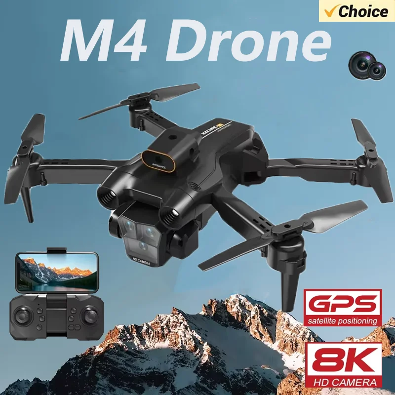 M4 Drone 8K Professional Wide Angle Triple HD Camera Foldable Helicopter Obstacle Avoidance Height Helicopters 3000M Drone Gifts M4 Drone 8K Professional Wide Angle Triple HD Camera Foldable Helicopter Obstacle Avoidance Height Helicopters 3000M Drone Gifts
