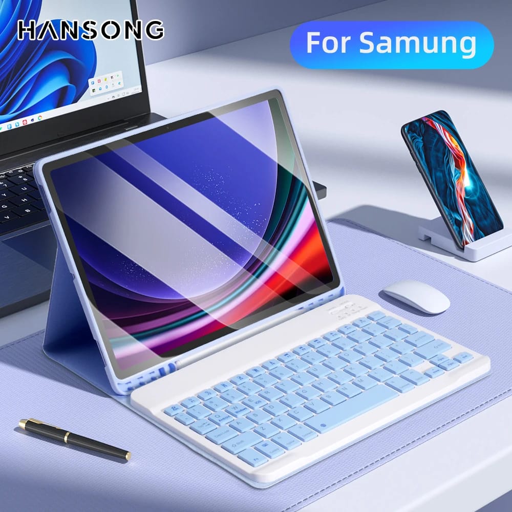 For Samsung Galaxy Tab Keyboard Case For S6 Lite 10.4″ S7 11″ S8 11″ S7 Plus S7 FE S8 Plus 12.4″ A8 10.5″ A7 10.4″ Tablet Cover For Samsung Galaxy Tab Keyboard Case For S6 Lite 10.4