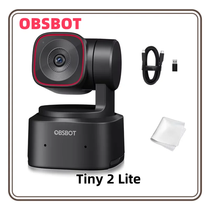 OBSBOT Tiny 2 Lite 4K Webcam for PC AI Tracking PTZ Streaming Camera with 1/2 Sensor 60 FPS HDR Microphones Web Camera OBSBOT Tiny 2 Lite 4K Webcam for PC AI Tracking PTZ Streaming Camera with 1/2 Sensor 60 FPS HDR Microphones Web Camera