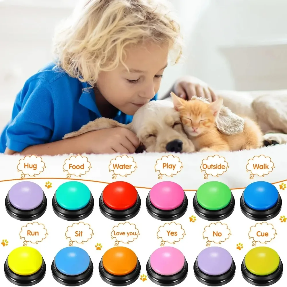 8PCS Dog Communication Buttons Voice Recording Button for Pet Training Buzzer 30 Second Record Playback Funny Gift for Talking 8PCS Dog Communication Buttons Voice Recording Button for Pet Training Buzzer 30 Second Record Playback Funny Gift for Talking