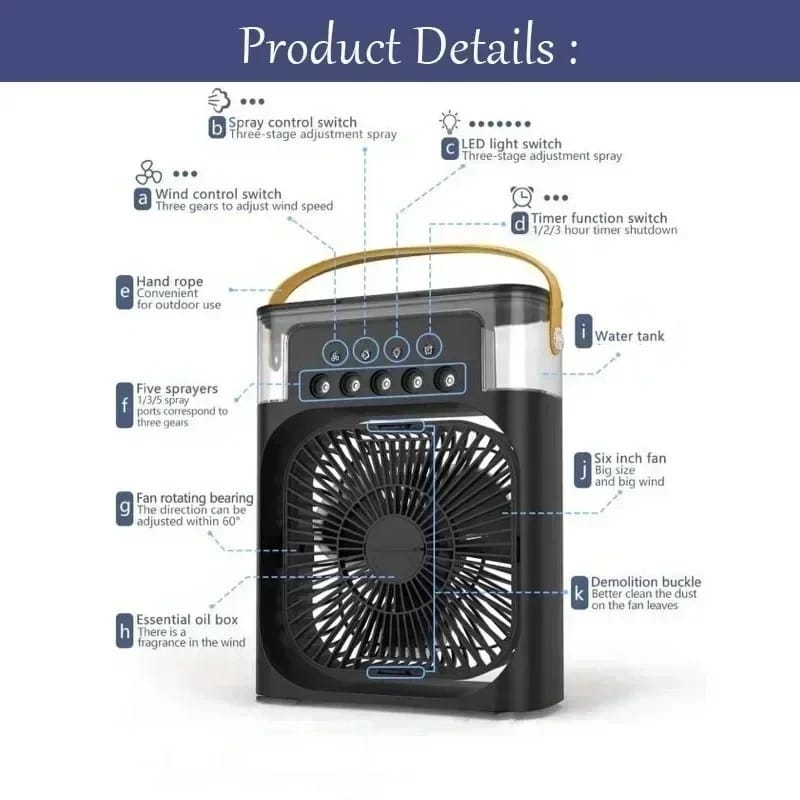 2025 Portable 3 in 1 Fan AIr Conditioner Household Small Air Cooler LED Night Lights Humidifier Air Adjustment Home Fans 2025 Portable 3 in 1 Fan AIr Conditioner Household Small Air Cooler LED Night Lights Humidifier Air Adjustment Home Fans