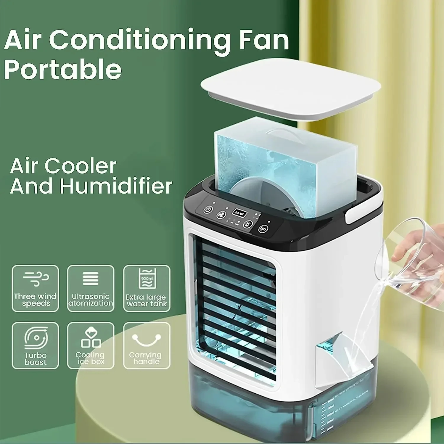 Portable Air Conditioner 3-Speed Small AC Unit Mini Air Cooler 900ML Water Tank Electric Fan With Humidifier for Bedroom Office Portable Air Conditioner 3-Speed Small AC Unit Mini Air Cooler 900ML Water Tank Electric Fan With Humidifier for Bedroom Office