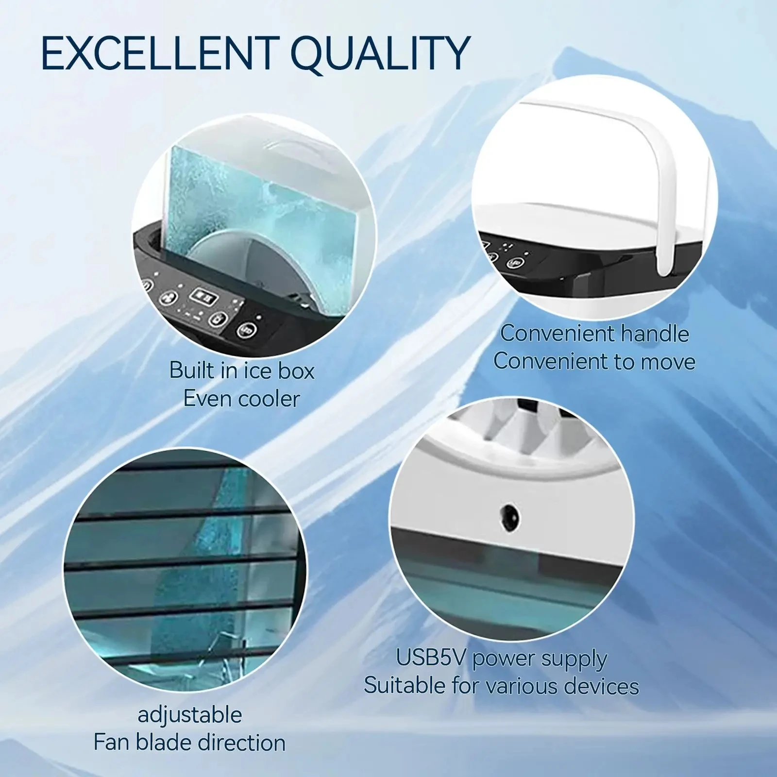Portable Air Conditioner 3-Speed Small AC Unit Mini Air Cooler 900ML Water Tank Electric Fan With Humidifier for Bedroom Office Portable Air Conditioner 3-Speed Small AC Unit Mini Air Cooler 900ML Water Tank Electric Fan With Humidifier for Bedroom Office