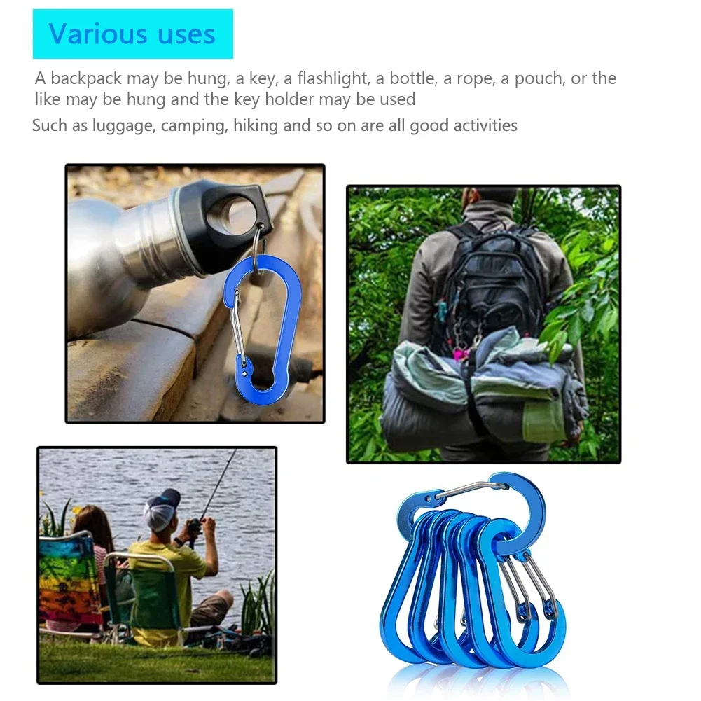 6pcs Carabiner Clip Aluminum Alloy Keychain Lock Buckle Snap D-Ring Clip Outdoor Backpack Camping Multi Tool Fishing Hiking Hook 6pcs Carabiner Clip Aluminum Alloy Keychain Lock Buckle Snap D-Ring Clip Outdoor Backpack Camping Multi Tool Fishing Hiking Hook