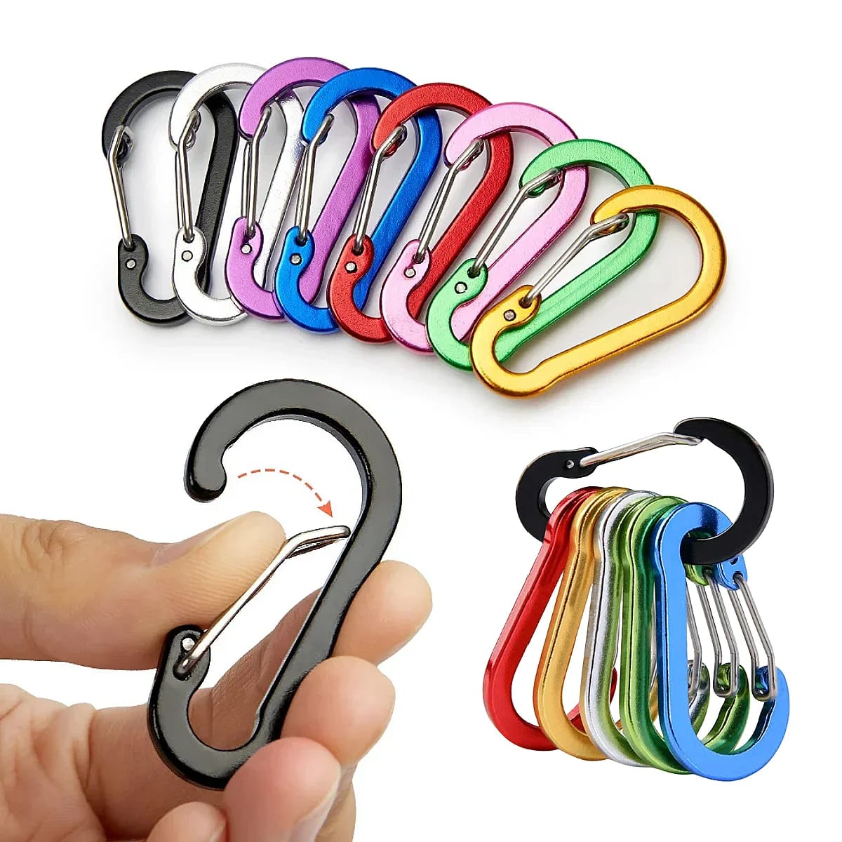 6pcs Carabiner Clip Aluminum Alloy Keychain Lock Buckle Snap D-Ring Clip Outdoor Backpack Camping Multi Tool Fishing Hiking Hook 6pcs Carabiner Clip Aluminum Alloy Keychain Lock Buckle Snap D-Ring Clip Outdoor Backpack Camping Multi Tool Fishing Hiking Hook